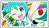 A graphic of Hatsune Miku smiling at the camera
